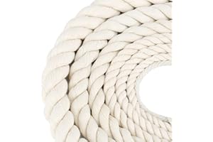 ROSTEEN Baumwollseil Seil Kordel Kordelband 20mm 2M Tau Seil Cotton Rope Baumwollkordel Dickes Seil Makramee Garn Regenbogen DIY Set Garten Balkon Haus Deko Seil Beige