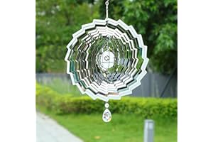 COSYCORNER 3D Wind Spinners Outdoor Flowing-Light Effect Metal Garden Decor, Highly Reflective Bird Deterrents for Outside, Mirrored Wind Sculptures to Scare Birds Away from Yard Patio Farm (Vortex-Silver)
