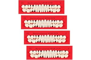 MAKOTO NOBU 112 Stück Falsche Zähne Dental Komplette Acrylharz Zahnersatz, Acryl Harz Kunst Zähne, 4 Set Ganze Zähne Synthetische Polymer Zahnersatz Zahn, 23 Farbschatten A2 für Halloween Party Reparatur