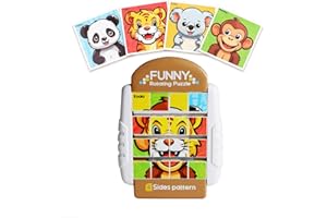 SANFANT Kinder 16-teilige Drehen Puzzle ab 3 4 5 6 Jahre, Flugzeug Autofahrt Hochzeit Beschäftigung Lernspielzeug Motorikspielzeug Geschenk Junge Mädchen, Reisepiele Restaurant Beschäftigung