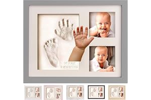 BUBZI CO Empreint Bébé Cadeau Bebe Garcon Platre Bebe, Argile Blanche Non Toxique, Souvenir Personnalisé Pour Décoration Chambre Bébé,Cadeau Original Naissance–Cadeau Naissance Liste de Naissance (Cool Gray)