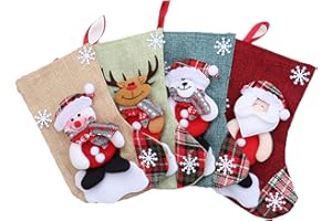 HMYCL Nikolausstrumpf, 4er Set Weihnachtsstrumpf, Nikolausstiefel zum Befüllen & Aufhängen, Weihnachtsbaum Anhänger Weihnachtsdekoration für Kamin, Weihnachtsbaum, Wand, Treppe