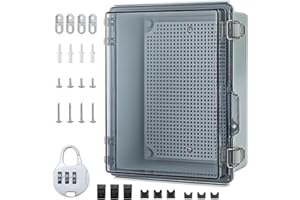 TECHVIZRS Wasserdichter Verteilerkasten IP66, Aufputz Verteilerkasten mit Zahlenschloss, Transparentes Schaltschrank Außen mit Wandmontagezubehör Und Schloss, Kabelanschlussdose zum Schutz von Steckdosenleiste