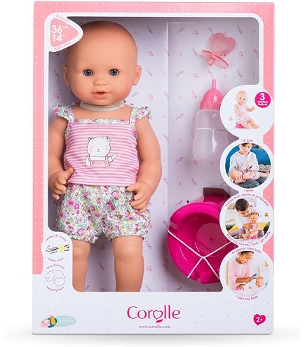 Pyjama Et Bonnet Corolle Pour Poupon 36cm - Rose - Matières Douces - Bandes Auto-Agrippantes - Dès 2 Ans