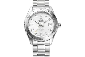 Orient Sports Diver Mako 40 mm automatyczny ręczny zegarek na rękę ze stali lub skóry sportowej do nurkowania na co dzień RA-AC0Q, stal biała, minimalistyczny