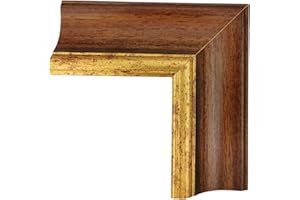 ITALIA CORNICI Maestri Artigiani - Cornice in legno da parete per Quadri tutte le misure, con Passepartout, Oro Argento Noce Azzurro (30 x 40 cm, NOCE-ORO)