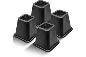 MixDora Bed Risers 6 Inch Heavy Duty Furniture Risers Square Chair Risers for Bed Sofa Table Couch 4 Pack Black (6 Inch)