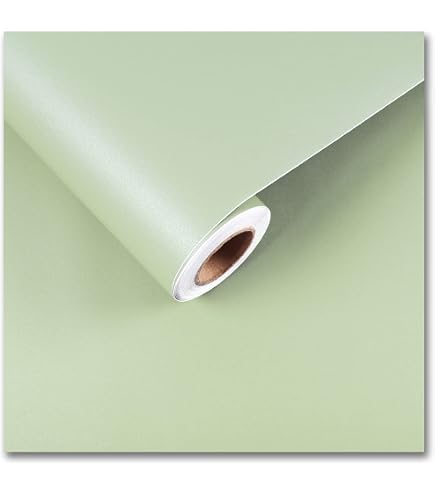 Dimoon 118" X 17.7" Green Peel And Stick Wallpaper – Light Green Textured Self-Adhesive Contact Paper, Removable Renter-Friendly Vinyl For Shelves, Cabinets & Walls