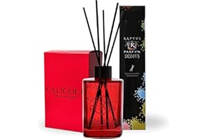 RAPTUS Caligola Diffusore Ambiente 300 ml – Fragranza al Vino Rosso con Bastoncini in Legno – Profumatore Casa Decorativo in Vetro Rosso | Essenza Intensa e Duratura per Soggiorno e Camera