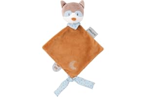 Nattou Comforter Doudou with Ties, 25 x 20 cm, Cuddly Companion, Snuggle Blankie, 100 Percent Super Soft Polyester, Machine Washable, PETA-Approved Vegan, (Jim and Bob Collection) Bob the Raccoon