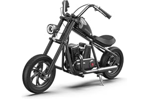 HYPER GOGO Cruiser 12 Moto Électrique Chopper pour Enfants, Motocross Électrique avec Moteur 160W, 24V 5.2Ah avec Pneus 12'x3', autonomie 12KM (Noir)