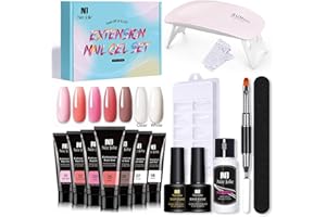 Layhou 15ml Gel Unghie Ricostruzione Kit con Mini lampada UV, Unghie Extension Gel Set, per Extension per Unghie Clip Base Coat top Coat per Nail Art Starter Kit (Multicolore2)
