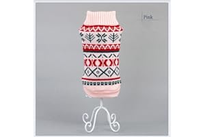 Tineer Manteau de Tricot de Flocon de Neige de Chien d'animal familier, Chiot Chat Pull-Overs Sweater Jacket Hiver Noël vêtements Chauds (XXL, Rose)