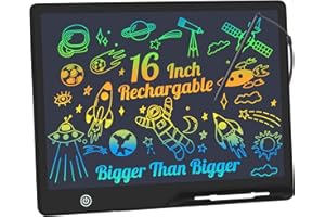 Kinayue LCD-Schreibtablett für Kinder, Wiederaufladbare Maltafel Zeichentafel, Vorschule Lernen Spielzeug Weihnachten Geburtstag Ostern Geschenk 3 4 5 6 7 Jahre alt Mädchen Jungen (16 Zoll-Schwarz)