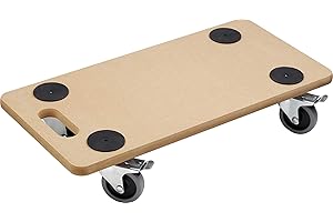 Metafranc Carrello di trasporto 590 x 290 mm - capacità di carico 200 kg - pannello in MDF - ruote in TPE/rullo per mobili con freno/ausilio al trasporto per lo spostamento/carrello per il trasporto di mobili/rullo porta cassette in legno/821390