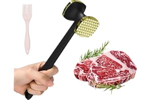 RZMZBY 2 piezas Ablandador de carne de acero inoxidable y cepillo de aceite de silicona, martillo de carne de doble cara para filete, martillo de esperar, para pollo carne de vaca cerdo nuez