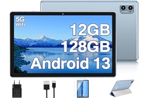 Oangcc 2024 Newest Tablet 10 Pulgadas Android 13 Tablet, 12 GB RAM + 128 GB ROM/TF 1TB, 5G + 2.4 G WiFi, 8-Core 2.0 GHz, BT 5.0, Widget, Split-Screen, 6,000 mAh, GMS Certified Tablet Funda - Azul