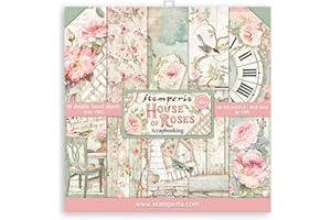 STAMPERIA Mini bloc Papier Scrap double Face 10 feuilles 20.3X20.3 (8"X8") - House of Roses