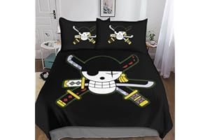PACUM One Piece Ropa De Cama, 3D Microfibra Luffy Anime Funda De Edredón, con Fundas De Almohada, Juego De 3 Piezas, con Cremallera, Niños Niñas Adolescentes Double（200x200cm）