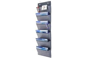 homyfort Estanteria Colgante para Organizar - Colgadores de Puerta con 6 Bolsillos, Estanterías de Tela para Colgar en Las Puertas o en la Pared, para Juguetes, Ropa, Gafas de Sol, Gris, MAGAZINE1