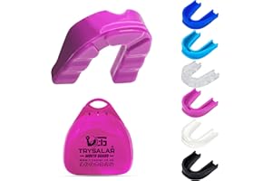 TrySalar Sports Premium Mouth Guard Slim Fit for Boxing Women Adult Mouldable Mouthpiece Boil and Bite Braces Gum Shield with Case MMA Hockey Rugby Basketball Judo Karate (Pink, Adult)