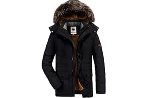 HAINES Herren Warme Winterjacke Parka Jacke mit Fell Wintermantel mit Kapuze Übergangsjacke Gefütterte Winterparka