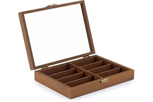 CO-Z Caja de almacenamiento para gafas de sol para mujeres y hombres, 8 o 12 ranuras, organizador de cuero sintético o madera, organizador de gafas con cerradura
