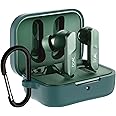 Sounce Earphone Case Cover for Boat Airdopes 800 TWS Soft Silicone Skin Case Cover Shock Absorbing Protective Case with Keychain [Front LED Visible] - Green