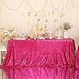 Eternal Beauty Sequin Tablecloth, 60x102 Rectangle Sequin Tablecloth for Party Cake Dessert Table Exhibition Events,Hot Pink
