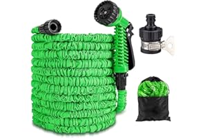 Eozfly Flexibel Gartenschlauch, 100FT 30M Flexibler Wasserschlauch 1/2 3/4 Zoll Garden Hose Schlauch mit 7 Funktionen Brause Adaptern, Dehnbarer FlexiSchlauch für Gartenbewässerung,Yard,Autowäsche