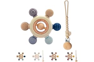 Bosmik - Mordedor bebe con Chupetero - Juguetes bebes 0-3 meses para la dentición - Mordedores bebes 3-6meses sensorial, silicona grado alimenticio libre de BPA - Regalo bebe