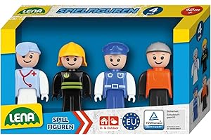 Lena 04490 Toy Figures Set with 4 Fully Articulated Figures, Action Figures Accessory Pack TRUXX² Vehicle Series, Action Figures for Indoor and Outdoor Use, for Children from 12 Months