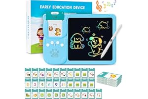 ZFISH Talking Flash Cards, Early Education Machine with LCD Writing Tablet for Toddlers, Preschool Learning Autism Sensory Toys for Autistic Children, Montessori Toys Gifts for Boys Girls Kids (Blue)