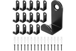 Siyurongg 15 Piezas Ganchos para Colgar Ropa - Ganchos de Pared en Metal Negro para Dormitorio, Baño, Sala, Armario - Ganchos para Toallas, Abrigos y Paneles Acústicos