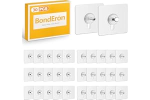 BondEron 30 Stück Klebehaken Bilder Selbstklebend, Bilderhaken Ohne Bohren bis 5kg Tragkraft, Transparente Klebenägel für Bilderrahmen, zum Bilder Aufhängen Ohne Bohren an Wand & Fliesen