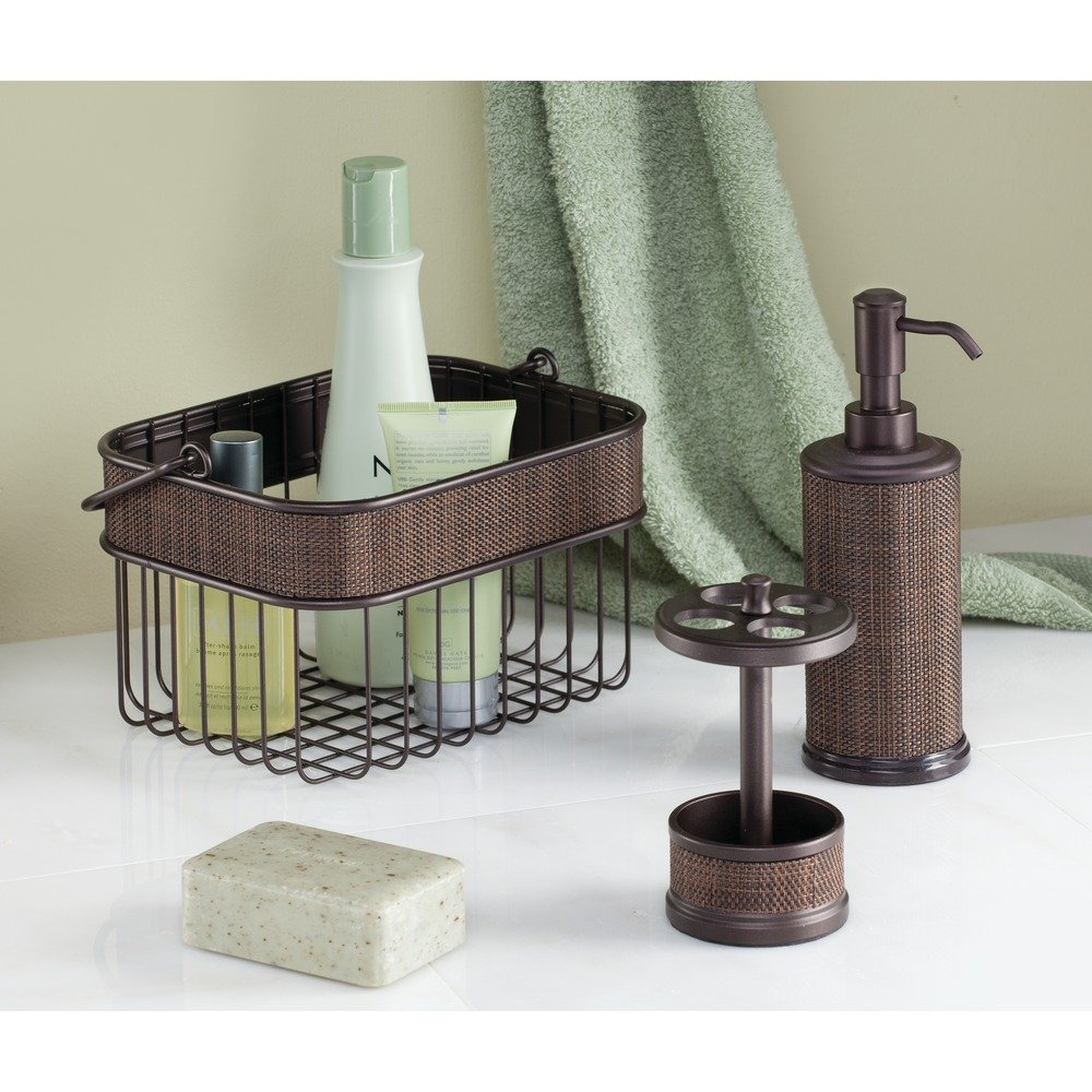 InterDesign-Twillo-Porte-brosse--dents-pour-les-coiffeuses-de-salle-de-bain-Bronze