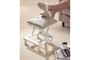 Greenhurst Adjustable 3-Position Footstool with Solid Wood Frame, Padded Top. Ideal for Living Room, Bedroom & Office. White or Mahogany Finish