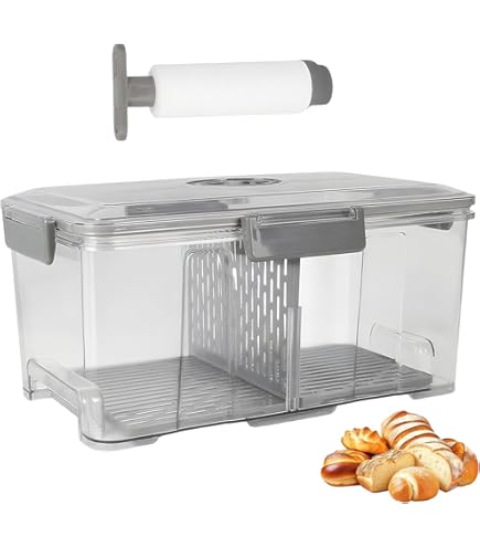 ZoeQide Broodtrommel voor keukenwerkblad, luchtdichte broodopbergdoos met tijdregistratie, broodtrommel van BPA-vrij PET, broodtrommel voor zelfgemaakt brood, toast en koekjes (wit