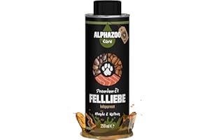 alphazoo fellliebe Huile pour la Peau et Le Pelage Chiens et Chats 250ml | Huile de Saumon avec acides Gras oméga-6 | Additif idéal pour l'alimentation en Bar.