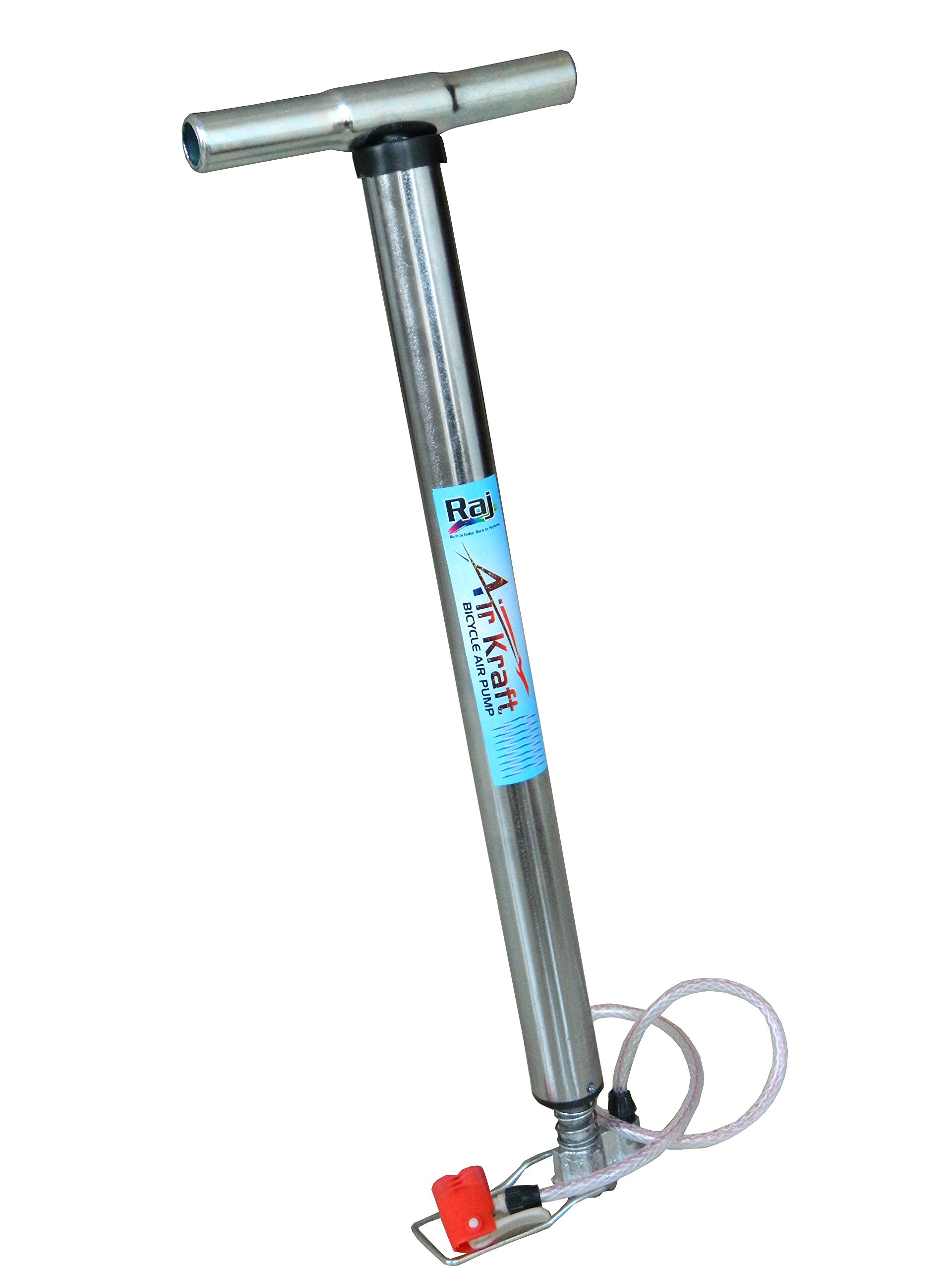 Raj Airkraft High Pressure Alloy_Steel Air Pump for Car Bike Bicycle Motorcycle Ball and Inflatable Furniture/Toys (Silver) Pack of 1 - Image 3
