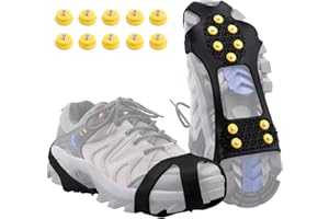 Azarxis Walk Traction Ice Cleat Spikes Crampons with 10 Spikes Snow Grips Stretch Footwear Traction for Walking, Jogging, Climbing, Hiking on Snow and Ice