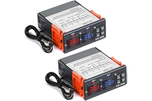 FIADA 2 Régulateurs de Température Numériques STC-3008 AC 110V-220V Thermostats Centigrade Digitals Générals Contrôleurs de Température Étalonnage de Température avec Capteur 2 Sorties Relais (STC-3008)