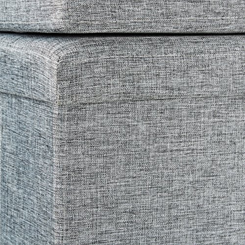Relaxdays Faltbarer Sitzhocker mit Lehne XL HBT 73 x 114 x 38 cm stabiler Sitzcube als Fußablage Sitzbank und Sitzwürfel aus Leinen als Aufbewahrungsbox mit Stauraum mit Deckel für Wohnraum, grau - 7