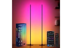 Lanmonlily RGBICW LED Floor Lamp, WiFi Standing Floor Lamp with Alexa, Google Assistant, Sync Music, 16 Million Colours and 6