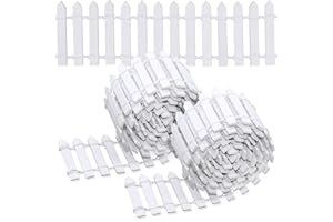 HUYUE Holzzaun Miniatur Zaun Weiß Deko Mini Gartenzaun Holz für Garten Dekoration 100 x 5 cm (2 Stk)