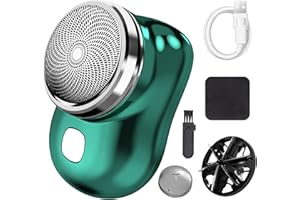 AOUZOVLI Mini Rasoio Elettrico Portatile, (Verde) Mini Rasoio Elettrico Uomo Rasoio Tascabile Portatile Rasoio Umido e Asciutto per Uomo Rasoio Elettrico Pratico e Ricaricabile via USB per Casa, Viaggio