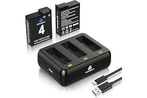 Homesuit DJI Osmo Action 4 3 Akku 1800mAh und 3-Slots LED Ladegerät Kit für DJIOsmoAction4 / DJIOsmoAction3 Kamera DJI Action Extreme Akku (2er-Pack)