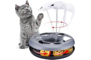 PAWZONE Giocattolo per Gatti interattivo con pista e Palline Rotanti Catnip Chaser Giocattolo per Animali Gioco Traccia Interattivi per Gattino