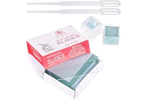 BUOSHUO 50 portaobjetos preparados para microscopio de 76 x 25 mm, 100 unidades de portaobjetos, 20 x 20 mm, con gota, apto para las clases de biología y la preparación de muestras