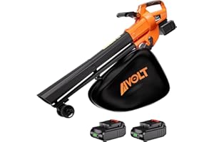 AIVOLT 40V Cordless Leaf Blower and Vacuum, Electric Leaf Collector with 40L Mulching Bag, 257km/h, 17m³/min, 15:1 Shredding Ratio (2 Pcs Batteries & Charger Included)